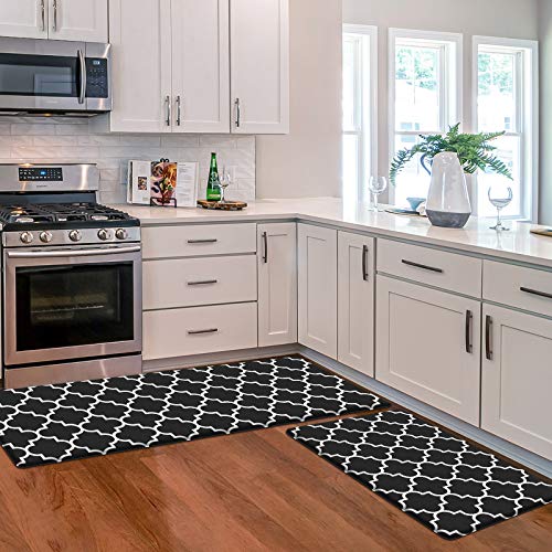 [2 PCS] Cushioned Anti-Fatigue Kitchen Rug, Waterproof Non-Slip