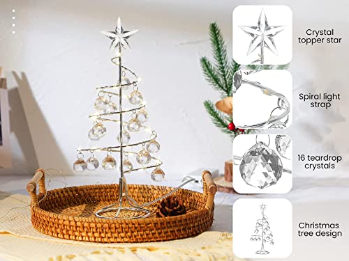 Crystal Christmas Tree LED Light Decorative Desk Lamp, Silver