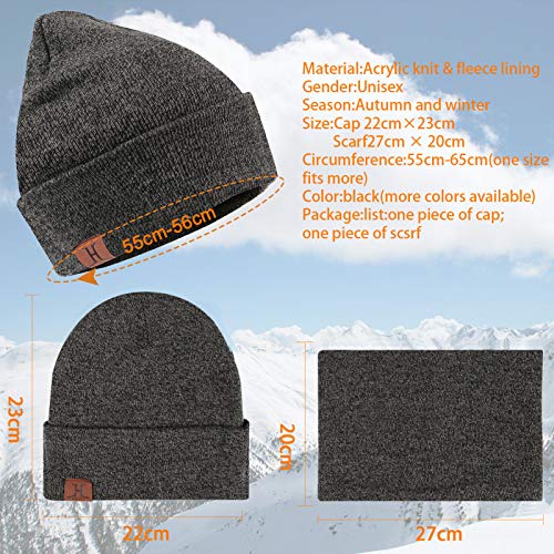 Winter Beanie Hat Scarf Touchscreen Gloves Set for Men & Women