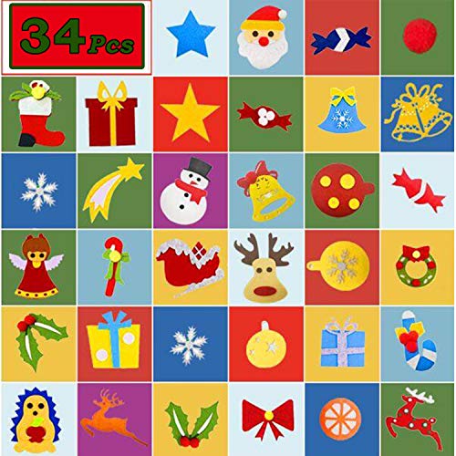 4 Ft Tall Christmas Tree Set with 34 Pcs Ornaments for Toddler Children, Christmas Crafts Gifts Kids Party Supplies