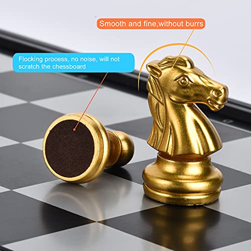 Magnetic Travel Chess Set with Folding Games Board and 2 Extra Queens & Storage Bag for Kids and Adults