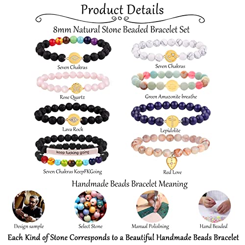 3 Sets Stackable 7 Chakra Crystals Beaded Bracelet