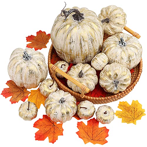 12P-16 PCS Artificial Pumpkins for Fall Halloween Thanksgiving Home Decoration