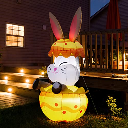 4.5 Ft Inflatable Easter Bunny Break Eggshell w/ LED Lights