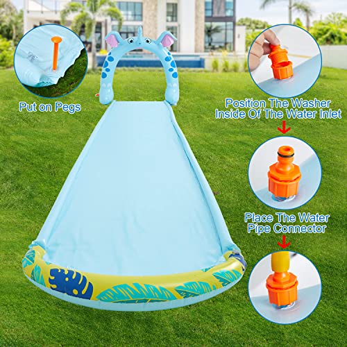 15.7Ft Spraying Inflatable Water Slide Slip w/ 2 Bodyboards