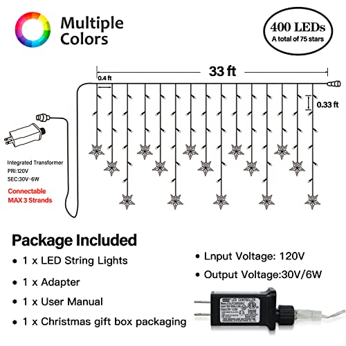 Curtain Lights for Decorations, 10 Ft Connectable String Lights with 8 Twinkle Modes Led Fairy Lights