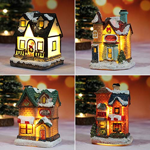 16 Pcs LED Christmas Village Houses Towns Scene Set Decorations