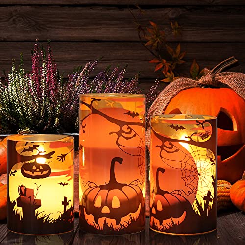 Halloween Flameless Flickering LED Candles with 6-Hour Timer