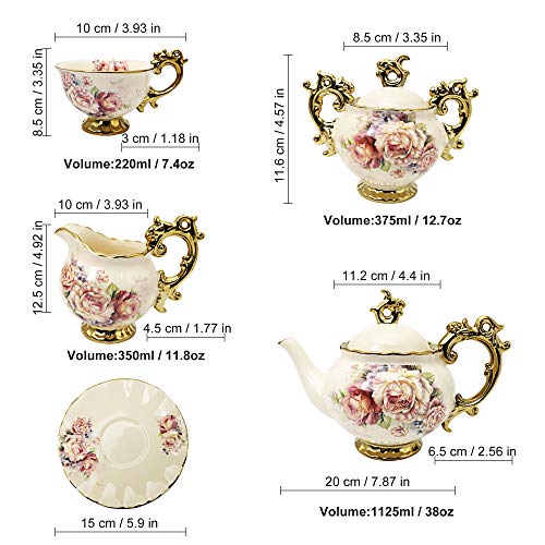 15 Pieces British Porcelain Tea/Coffee Set- Big Tea Cup