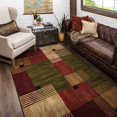 New Wave Alliance Geometric Area Rug, Tan/Red/Green