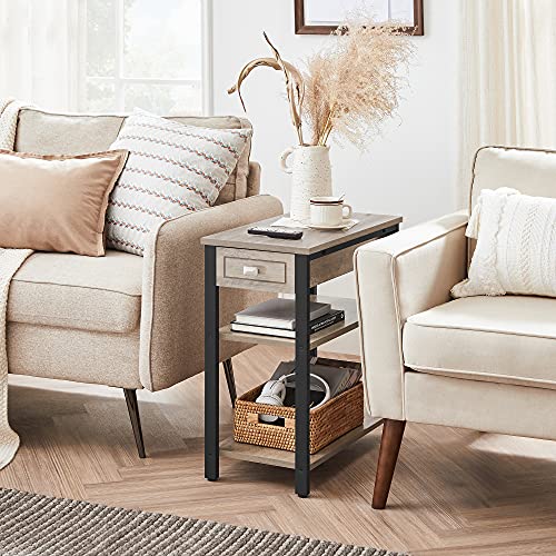 Side Table w/ Drawer & 2 Wooden Shelves