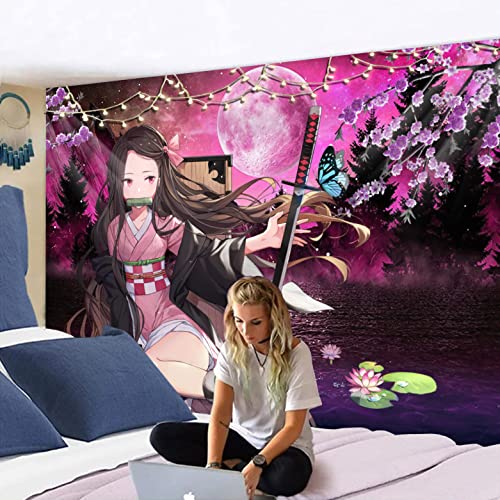 Butterfly Girl Demon Slayer Anime Tapestry Cartoon Poster 60x40"