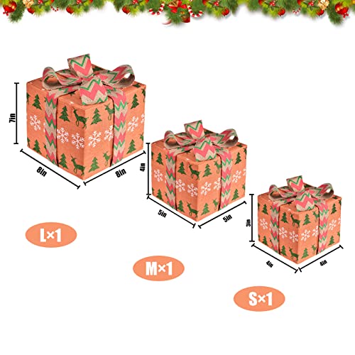 Set of 3 Christmas Lighted Gift Boxes