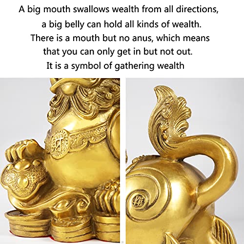 Set of 2 Feng Shui pixiu/pi yao Statue Figurine Attract Good Luck Wealth Decoration Sculpture Golden