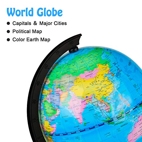 World Globe for Kids Learning, Educational Rotating World Map Globes Mini Size