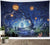 Halloween Night Haunted Woods with Grave and Pumpkins Wall Hanging Tapestry