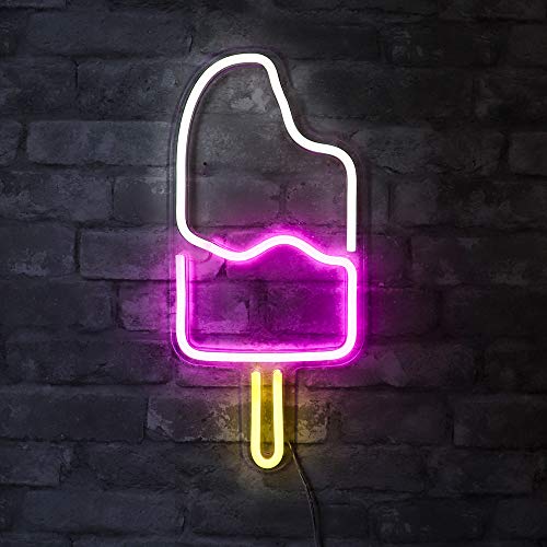 18” x 8” inch LED Neon ‘White & Pink Ice Cream Popsicle