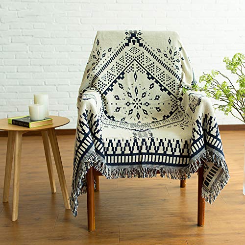 Scandinavian Throw Blanket Reversible Double-sided Woven Geometric Tapestry (S:71x51)