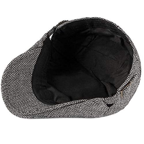 2 Pack Men's Cotton Flat Cap Ivy Gatsby Newsboy Hat (M)