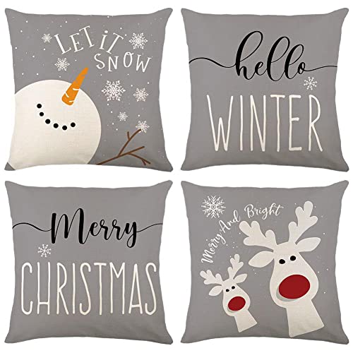Set of 4 Christmas Pillow Covers 18X18 Inch