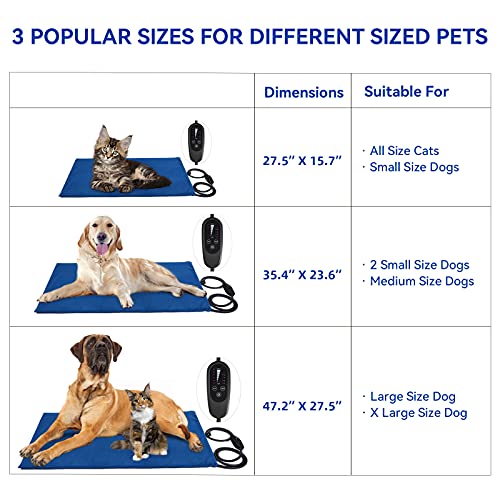 Pet Heating Pad for Dogs & Cats-Adjustable Warming Mat 4 Timers w/ Auto Shut Off