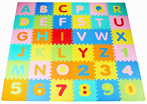 Kid's Puzzle Exercise Play Mat with EVA Foam Interlocking Tiles, Alphabet (36 Tiles)