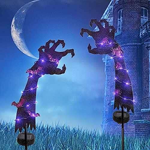 2 Sets Solar Halloween Ghost Hand Yard Decorations