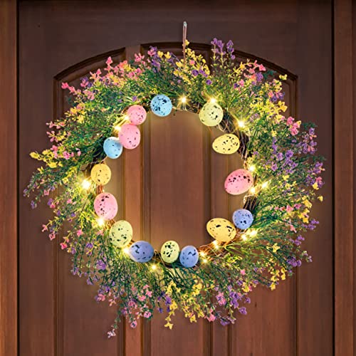 Easter Eggs Decorations Wreath w/ Led-Light String
