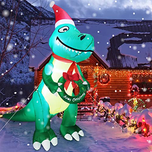 10 Ft  Christmas Inflatables Dinosaur w/ LEDs