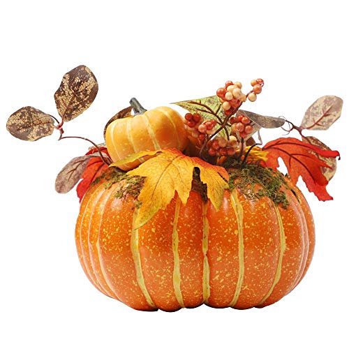 Thanksgiving Decorations Pumpkin with Plastic Succulents