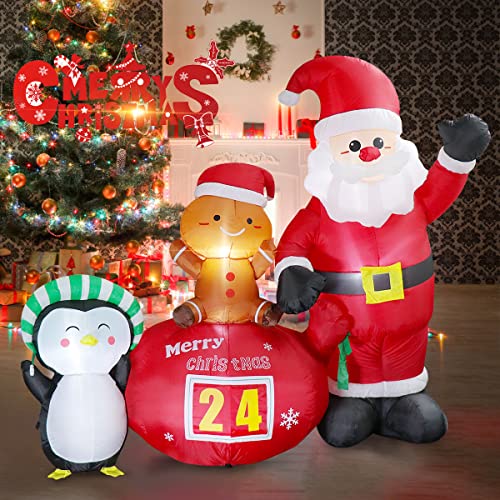 7FT Christmas Countdown Blow up Decoration w/ LED Lights