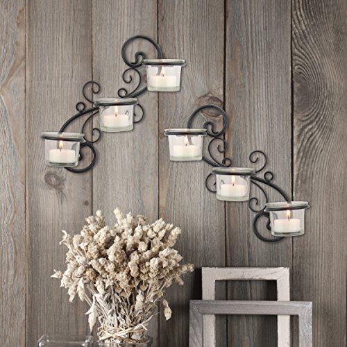 Decorative Black  Tea Light Candle Holder Hanging Wall Scone Decor