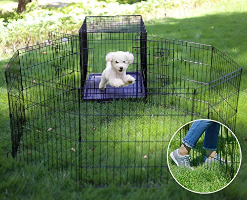 Dog/Cat Exercise Play Pen, Foldable Crate - 8 Panels 24 Inc