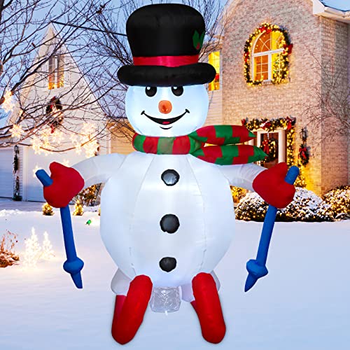 6 FT Christmas Inflatables Ski Snowman w/ LEDs