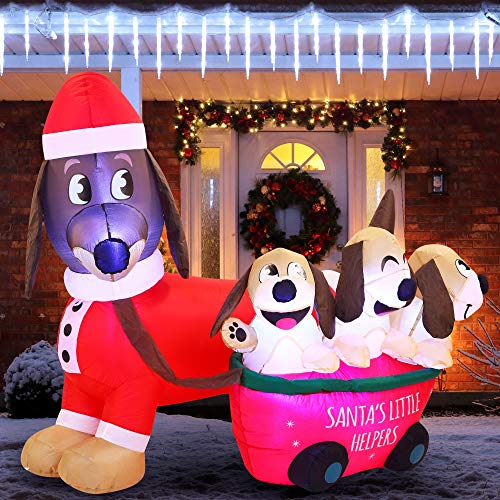 5 FT Long Puppy Inflatable w/ Built-in LEDs Christmas Decoration