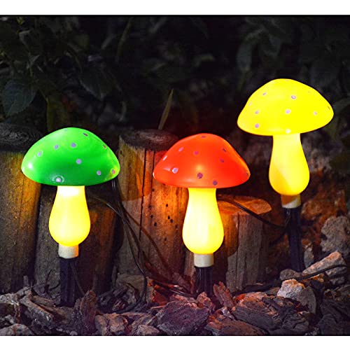 Set of 6 Solar Mushroom Lights Garden Outdoor Decoration