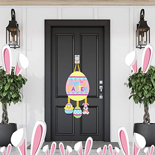 Easter Door Sign Egg Shaped Wooden Hanging Decor