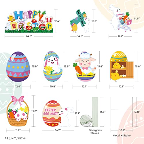 9Pcs Easter Yard Signs, Easter Outdoor Decorations