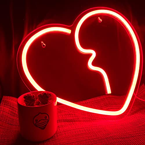 Broken Heart Neon Lights for Bedroom Wall Sign Decoration USB-Powered 14x12 Inch