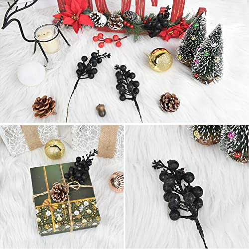 14 Pack Christmas Glitter Berries Stems- 7.8Inch