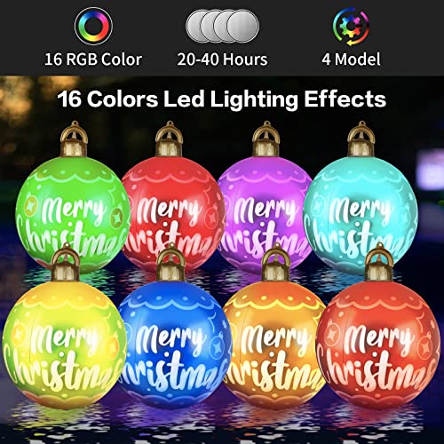 25 inch Light Up PVC Inflatable Christmas Ball Decoration