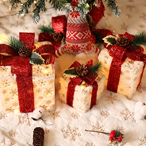 Set of 3 Christmas Lighted Gift Boxes