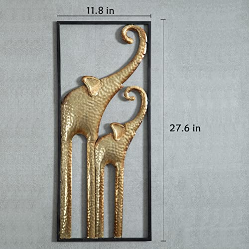 Set of 2 Elephant Wall Art Decoration  Gold Metal (11.8x27.6in)