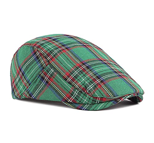 Men Adjustable Colorful Striped Plaid Ivy Newsboy Cabbie Gatsby Cotton Caps