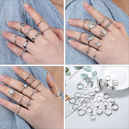 39 PCS Multiple DIY Layered Choker Necklace & Rings Set for Women