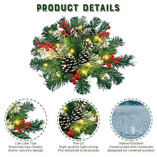 Pre-Lit Artificial Christmas Hanging Basket Decoration