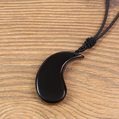 Obsidian Dragon & Phoenix Yin Yang Pendant Necklaces for Couples