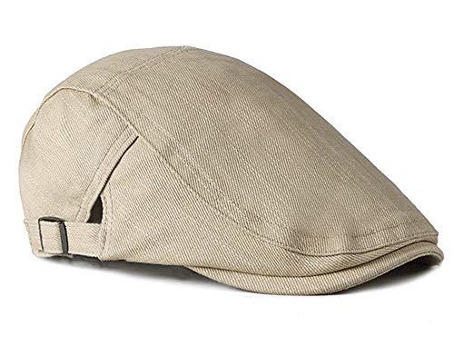 2 Pack Men's Cotton Flat Cap Ivy Gatsby Newsboy Hat (M)