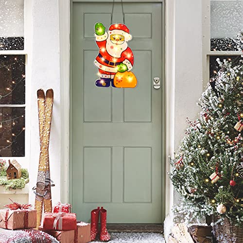 17 Inch Lighted Window Silhouette Santa Claus w/ Gift Bag Christmas Decoration