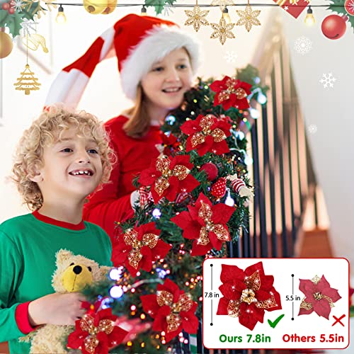 20 Packs Poinsettia Artificial Flowers for Christmas Tree Decoration